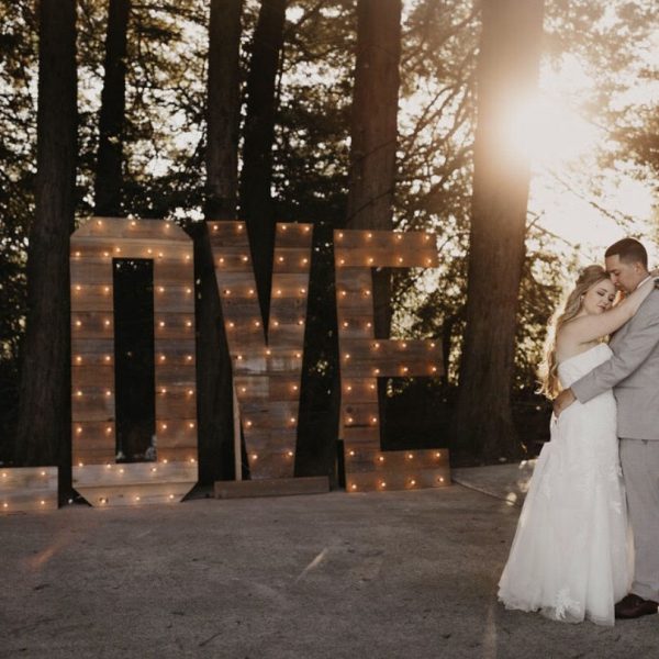 LOVE Marquee Sign at Sunset