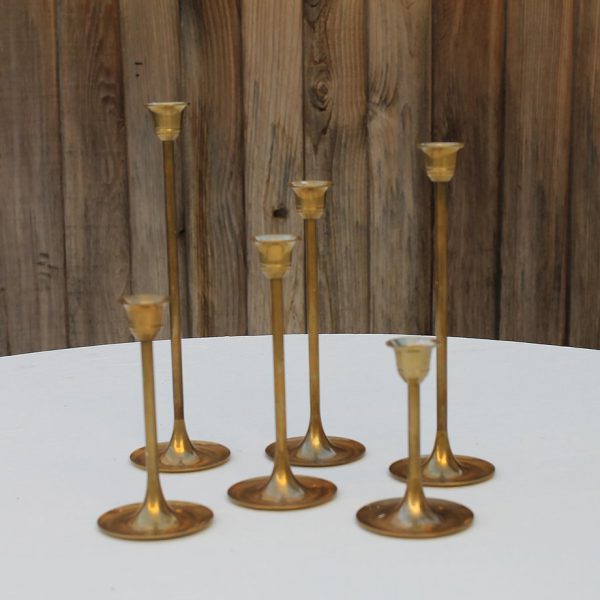 Set of 6 Brass Candlestick Holders
