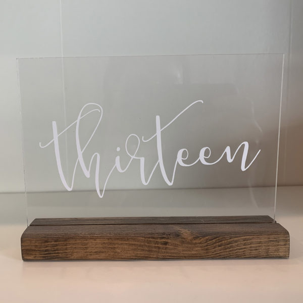 Clear Acrylic with Wood Base Table Number