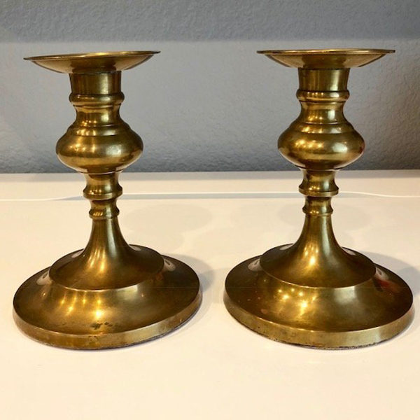 Set of 2 Brass Candlestick Holders
